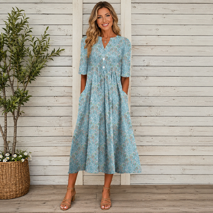 Danica™ | Buikcamouflerende Bloemen Midi Jurk