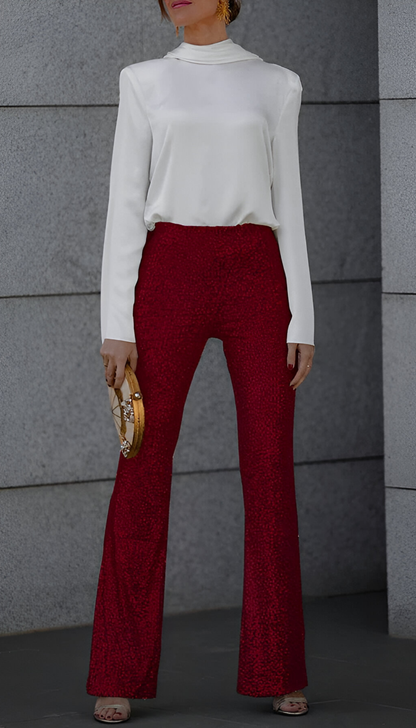 Zari™ | Elegante Pailletten Flared Broek