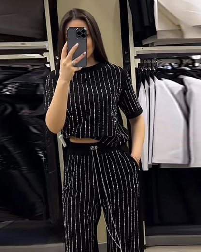 Mavina™ | Elegante gestreepte tweedelige set