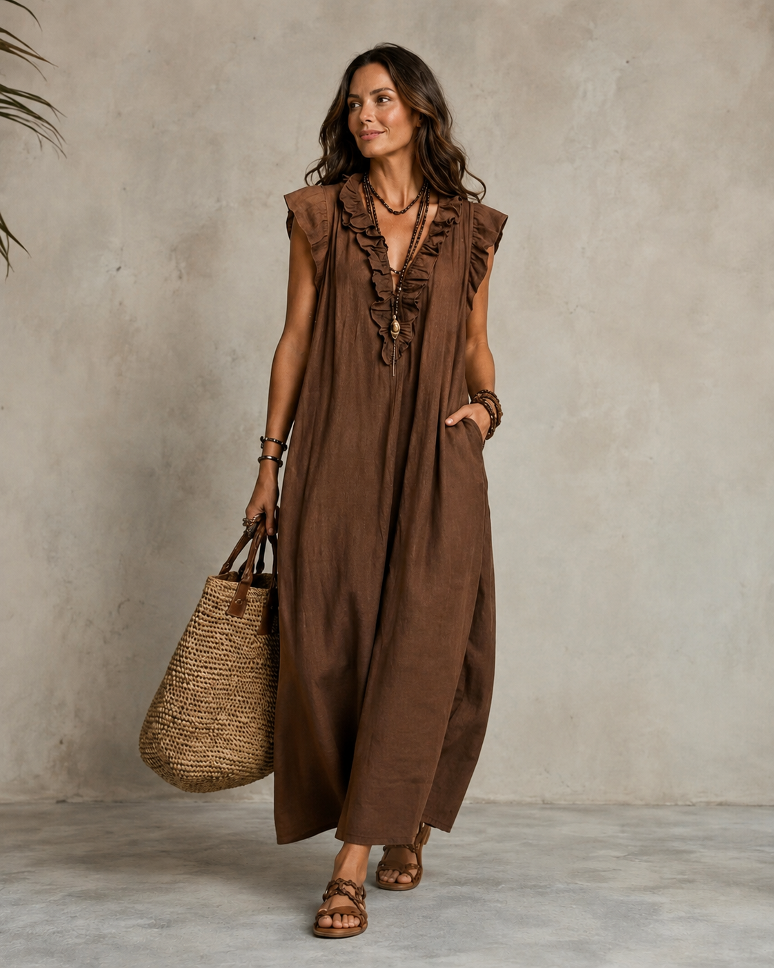Renata™ | Elegante Buikcamouflerende Jurk Met Ruches