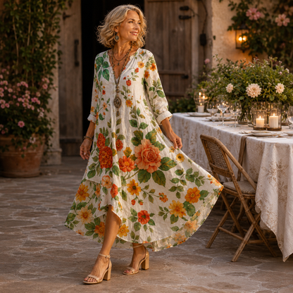 Jolene™ | Elegante Buikcamouflerende Bloemen Jurk
