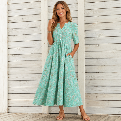 Danica™ | Buikcamouflerende Bloemen Midi Jurk