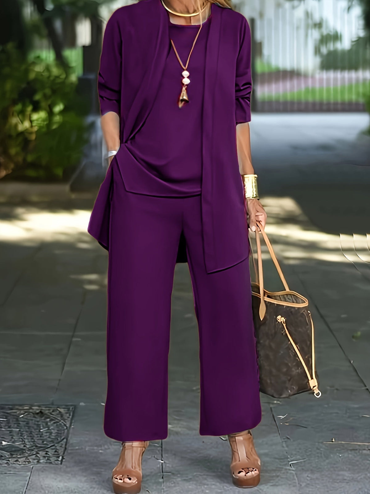 Cilla™ | Chique driedelige set in effen kleur 13