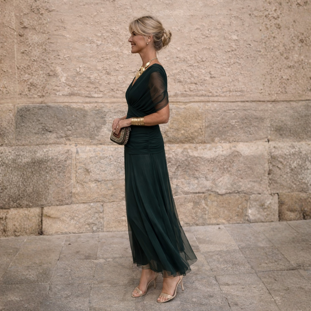 Mikaela™ | Buikcamouflerende Off-Shoulder Maxi-Jurk