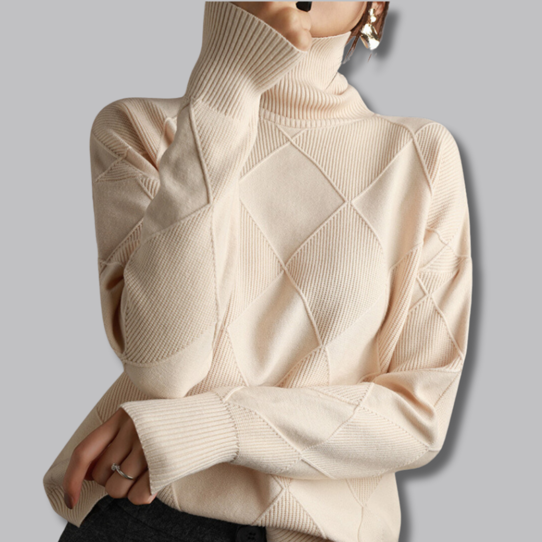 Astrid™ | Zachte coltrui met ruitpatroon 4