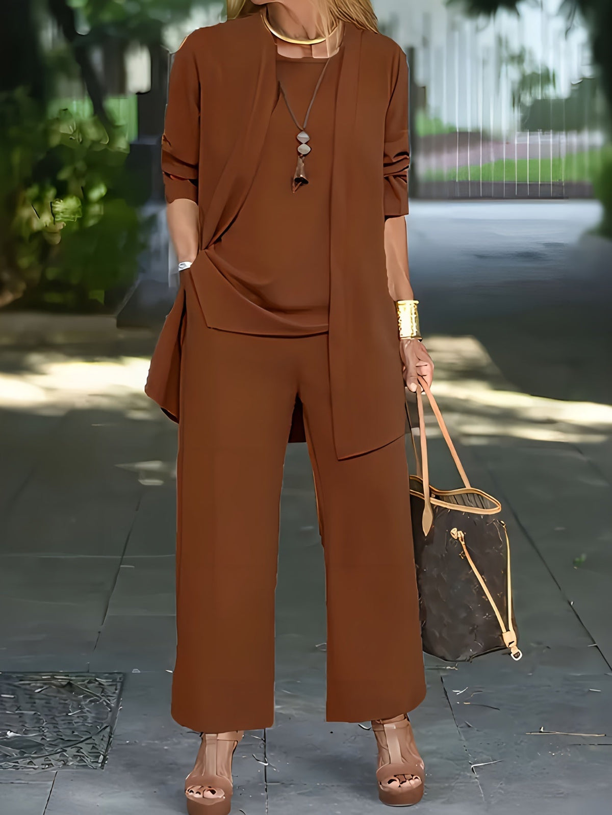 Cilla™ | Chique driedelige set in effen kleur 8