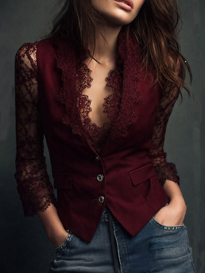 Marga™ | Elegante Blazer met Kanten Mouwen