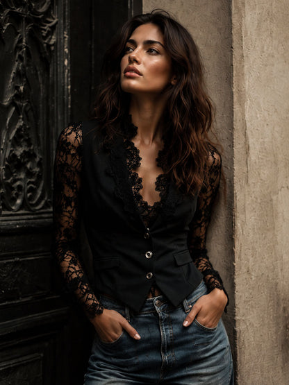 Marga™ | Elegante Blazer met Kanten Mouwen
