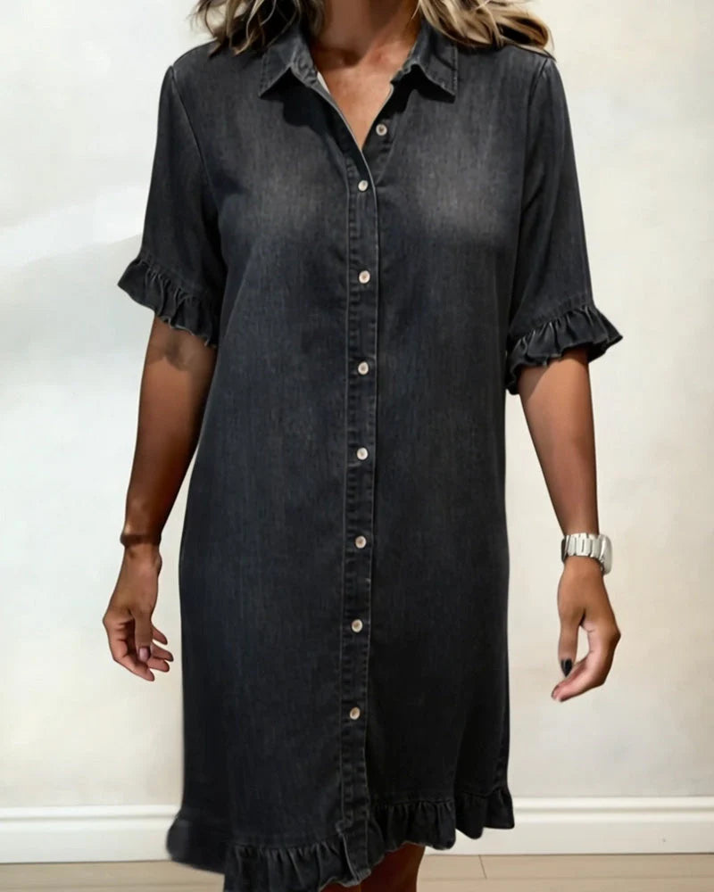 Linae™ | Casual Knoop Denim Look Jurk