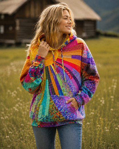 Tessa™ | Kleurrijke Bohemian Hoodie Met Patchworkdesign