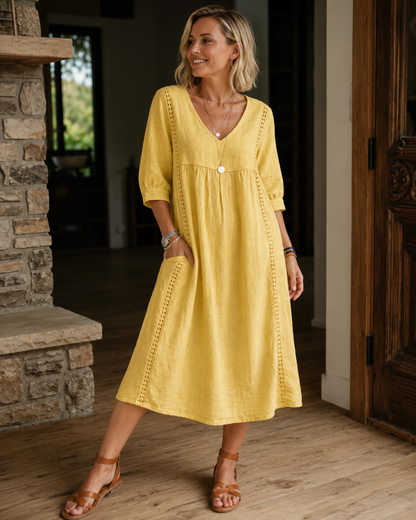 Nessa™ | Buikbedekkende Midi Jurk Met Kantdetail