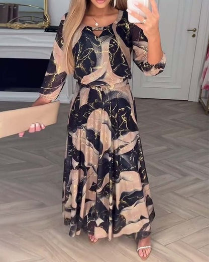 Marise™ | Elegante maxi jurk met abstracte print