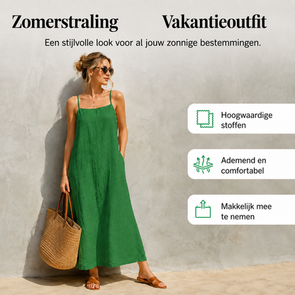 Ivara™ | Buikbedekkende Linnen-Look Maxi Jurk
