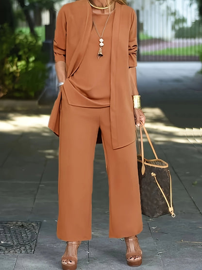 Cilla™ | Chique driedelige set in effen kleur