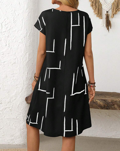 Soline™ | Buikcamouflerende Jurk Met Lijnprint