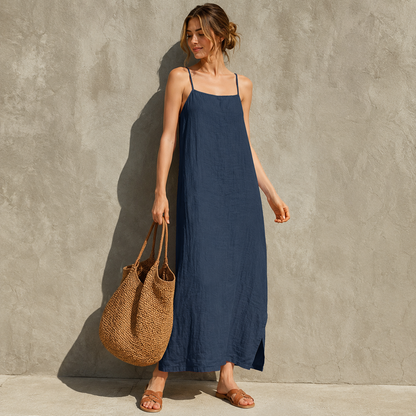 Ivara™ | Buikbedekkende Linnen-Look Maxi Jurk