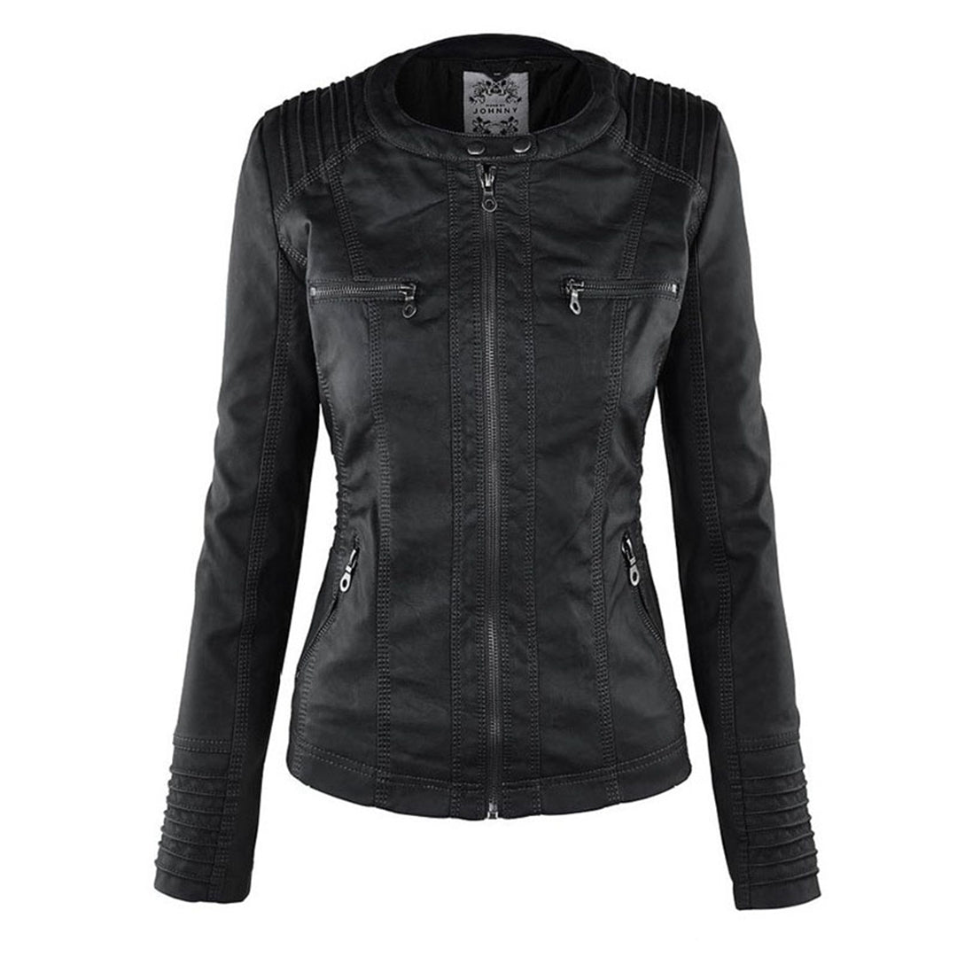 Noëlle™ | Elegante Lerenlook Jas met Capuchon