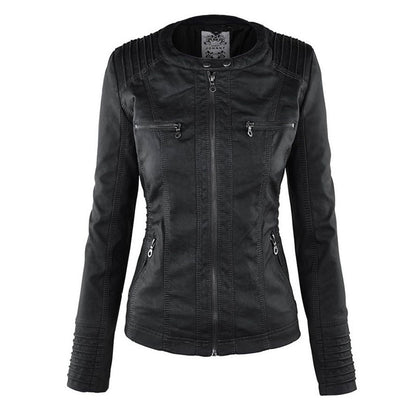 Noëlle™ | Elegante Lerenlook Jas met Capuchon