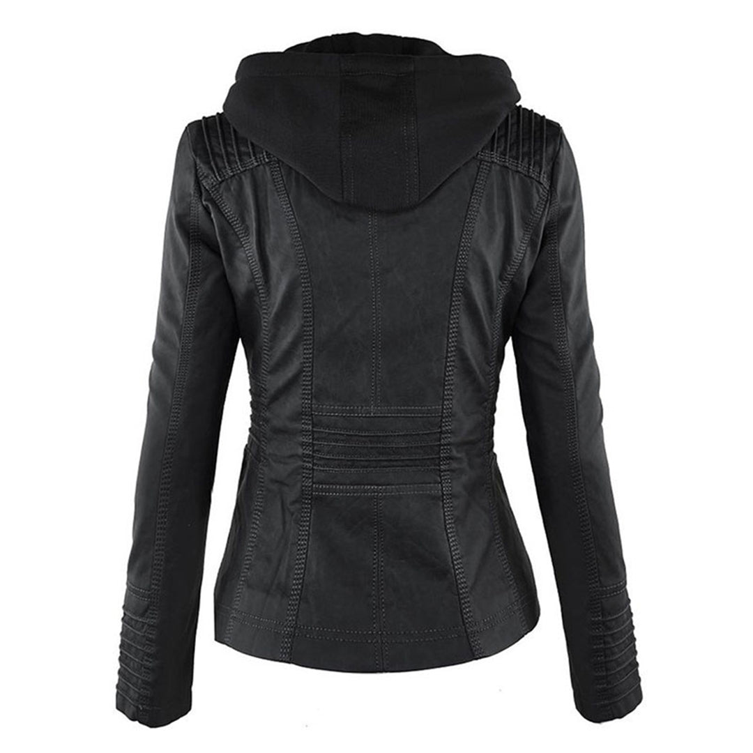 Noëlle™ | Elegante Lerenlook Jas met Capuchon