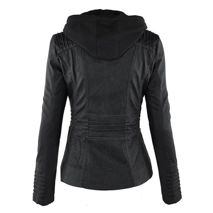 Noëlle™ | Elegante Lerenlook Jas met Capuchon