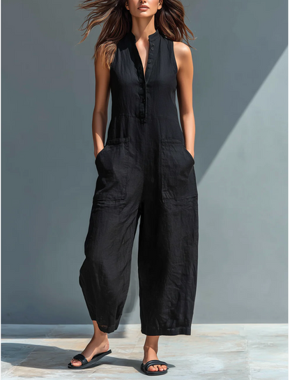 Loes | Linnen Button-Up Jumpsuit