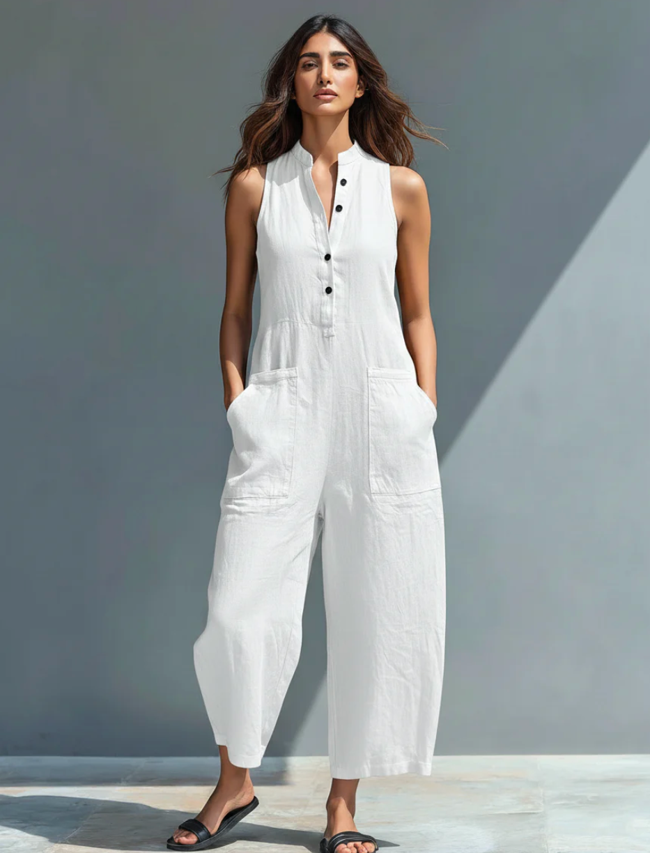 Loes | Linnen Button-Up Jumpsuit