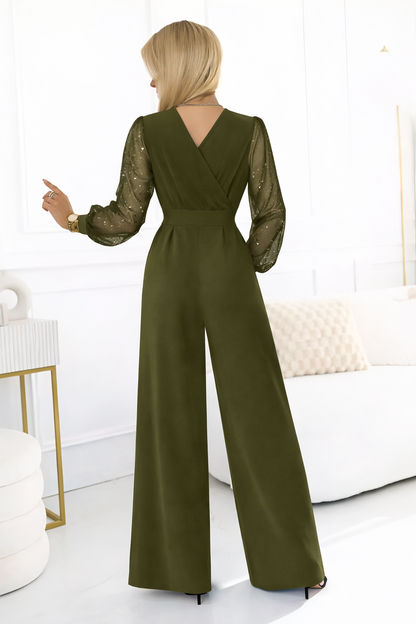 Iris™ | Jumpsuit met V-hals en Glitters op de Mouwen (Copy)