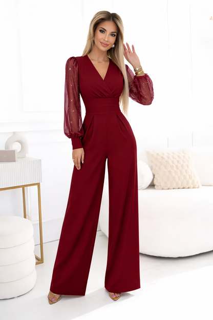 Iris™ | Jumpsuit met V-hals en Glitters op de Mouwen (Copy)