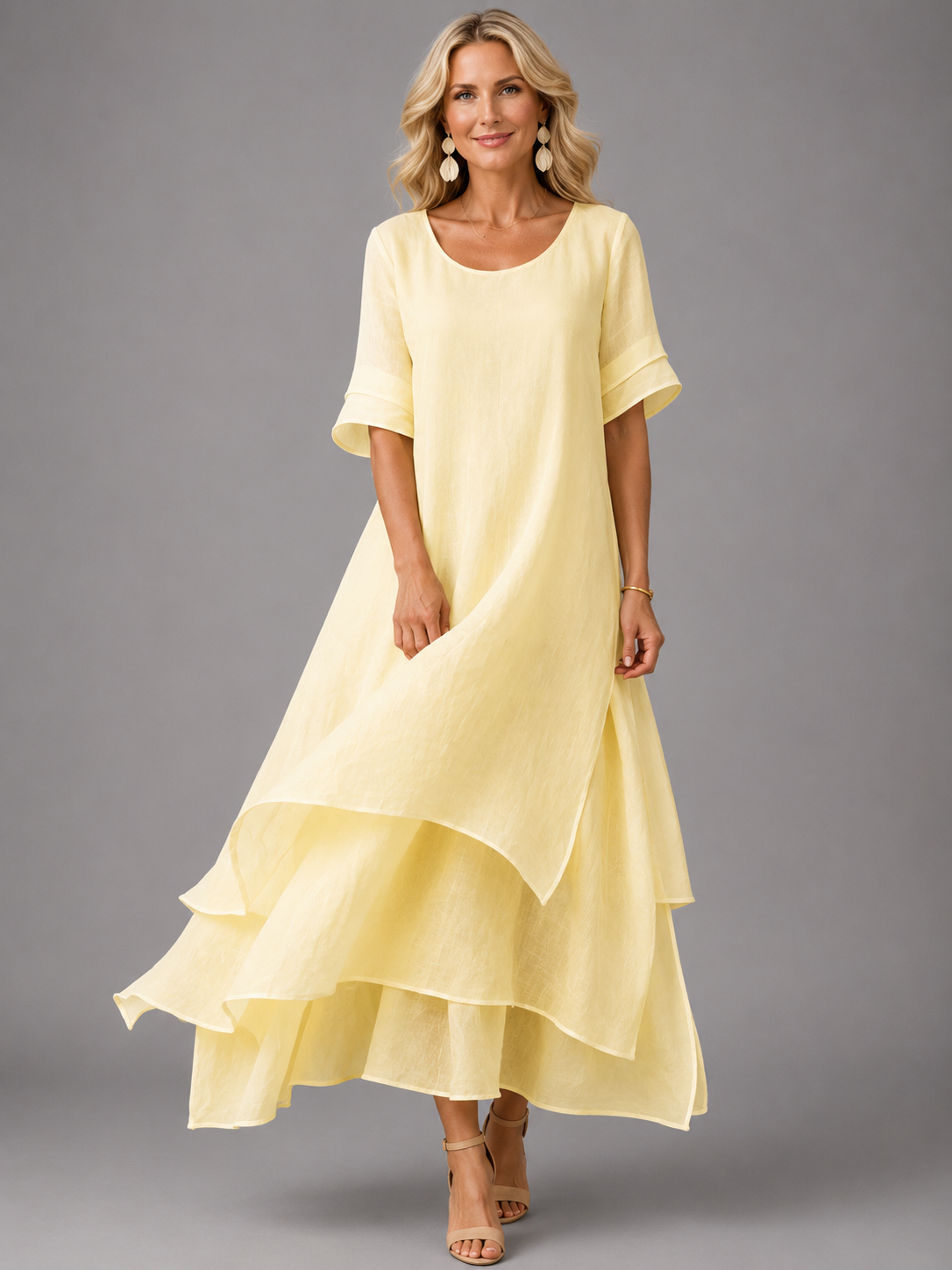 Tess™ | Buikbedekkende Maxi Jurk Met Laagjes 4