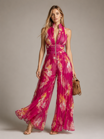 Maura™ | Jumpsuit Met Bloemenprint En Wijde Pijpen