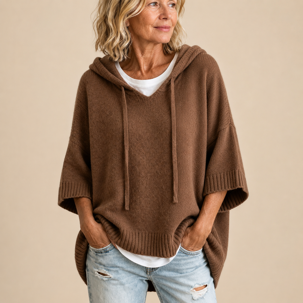 Maribel™ | Comfortabele Gebreide Poncho met Capuchon 13