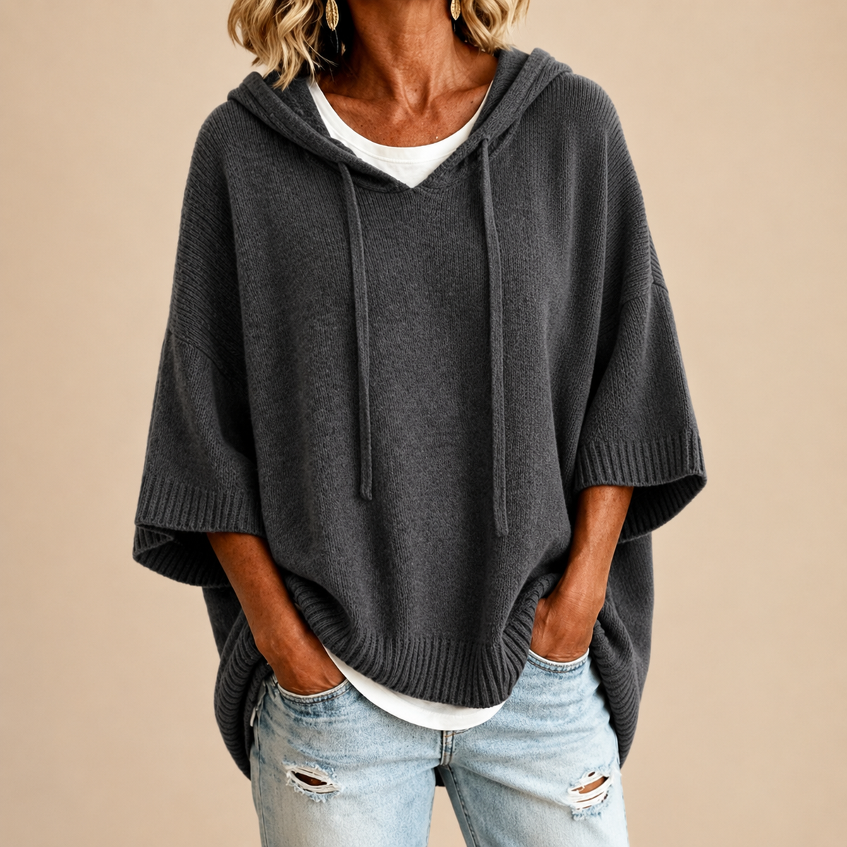 Maribel™ | Comfortabele Gebreide Poncho met Capuchon 4