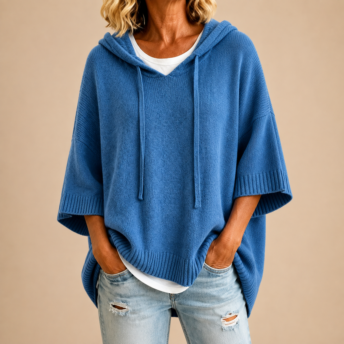 Maribel™ | Comfortabele Gebreide Poncho met Capuchon 2