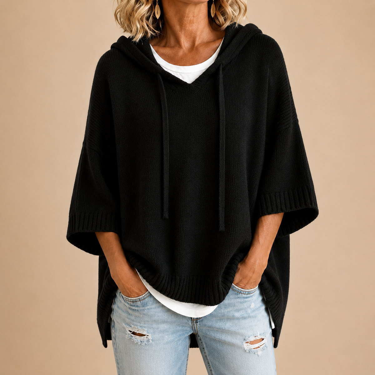 Maribel™ | Comfortabele Gebreide Poncho met Capuchon