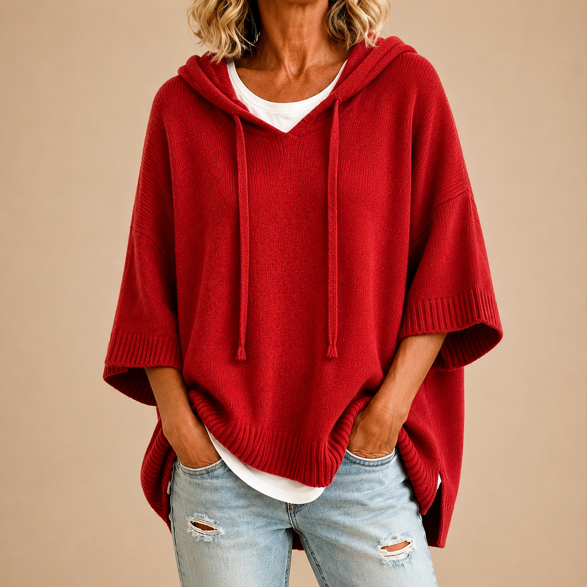 Maribel™ | Comfortabele Gebreide Poncho met Capuchon 10