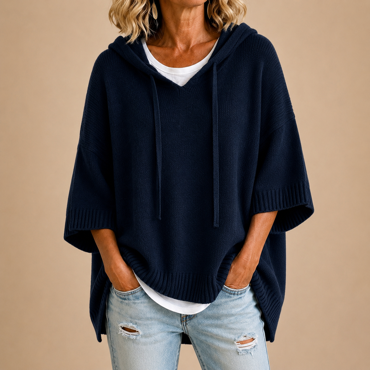 Maribel™ | Comfortabele Gebreide Poncho met Capuchon 7