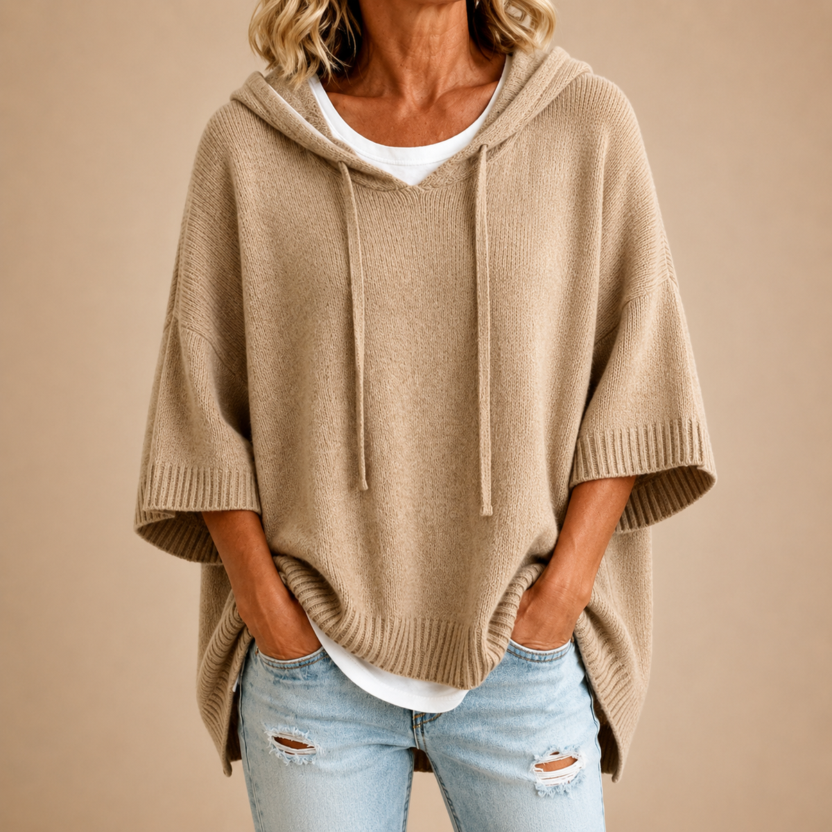 Maribel™ | Comfortabele Gebreide Poncho met Capuchon 6
