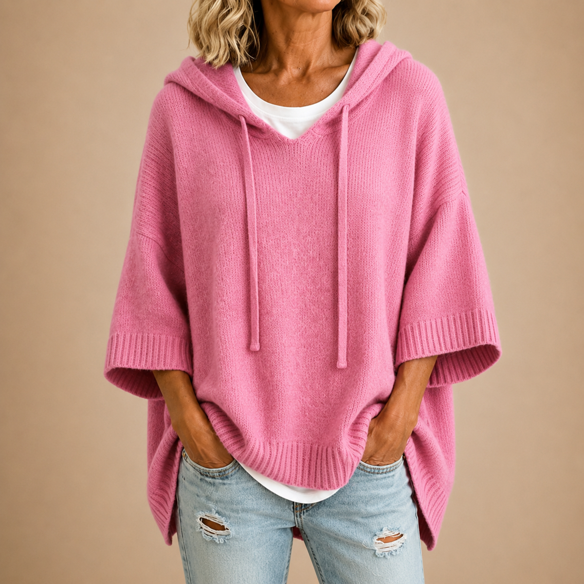 Maribel™ | Comfortabele Gebreide Poncho met Capuchon 8