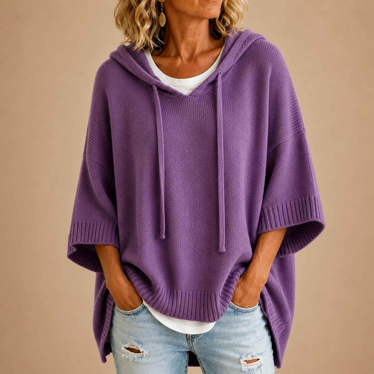 Maribel™ | Comfortabele Gebreide Poncho met Capuchon 9