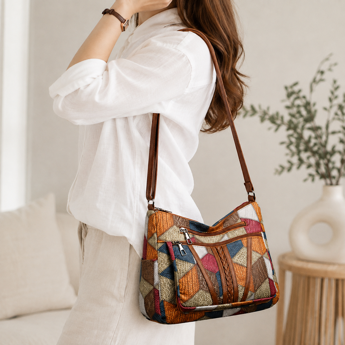Hazel™ | Kleurrijke Patchwork Schoudertas 5