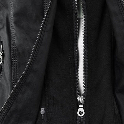 Noëlle™ | Elegante Lerenlook Jas met Capuchon