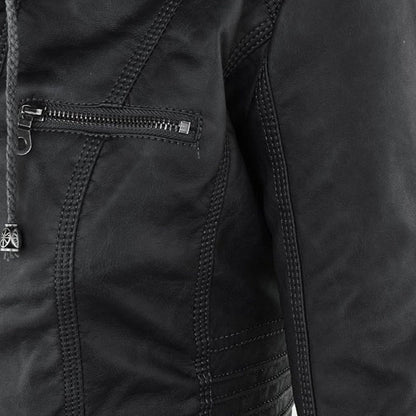 Noëlle™ | Elegante Lerenlook Jas met Capuchon