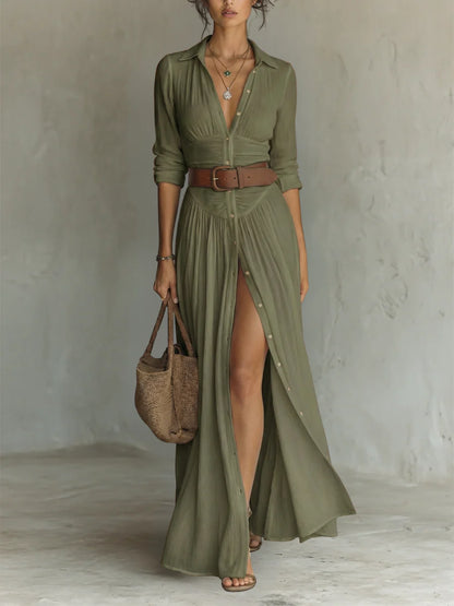 Lena™ | Stijlvolle Maxi Jurk Met Riem