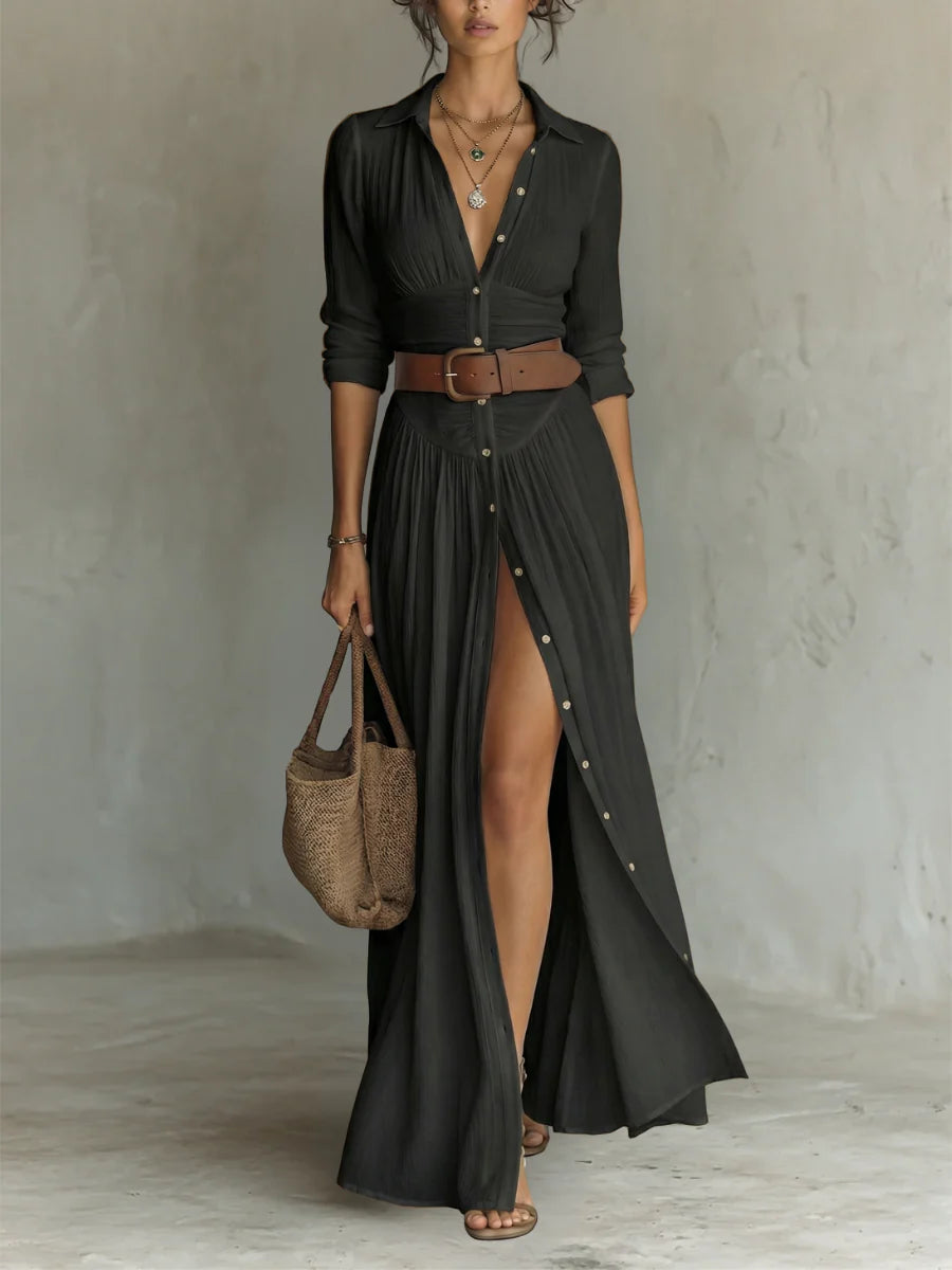 Lena™ | Stijlvolle Maxi Jurk Met Riem