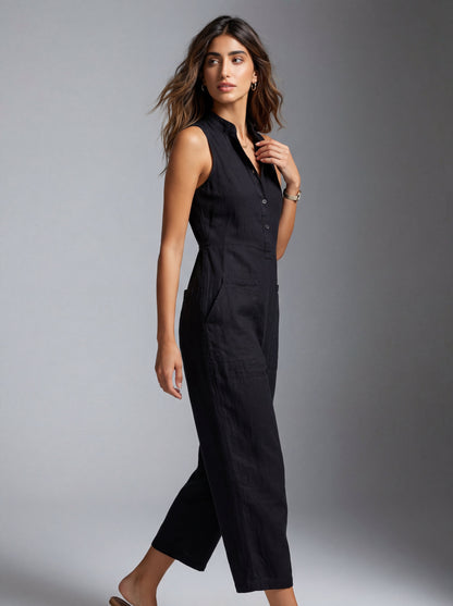 Loes | Linnen Button-Up Jumpsuit