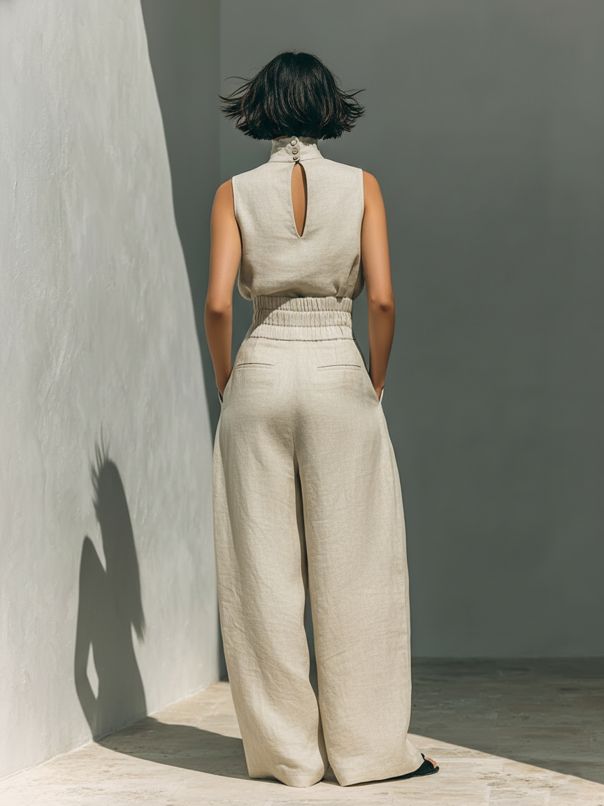 Marieke | Set met een opstaande kraag top