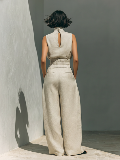 Marieke | Set met een opstaande kraag top