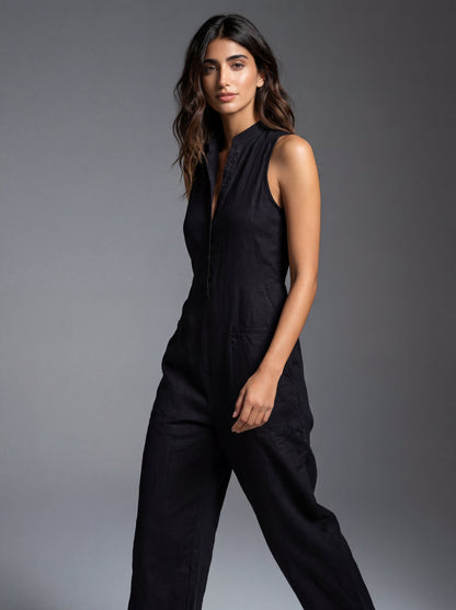 Loes | Linnen Button-Up Jumpsuit