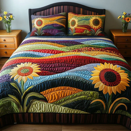 3-delige Matelassé Bedset – Zonnebloemveld
