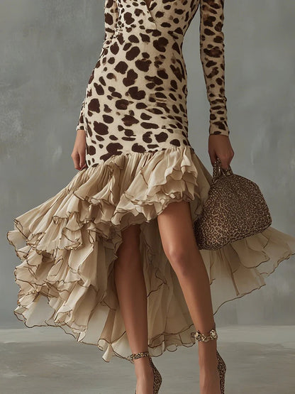 Leya™ | Stijlvolle Jurk Met Print En Ruffles